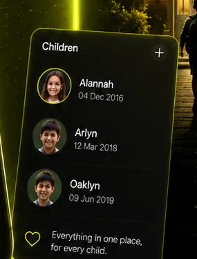 CoNest child profiles for information shared across two homes