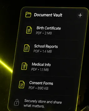 CoNest protected document vault for shared family records